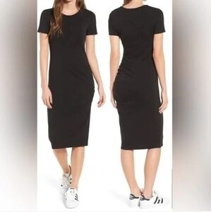 Black Midi Dress With Ruching